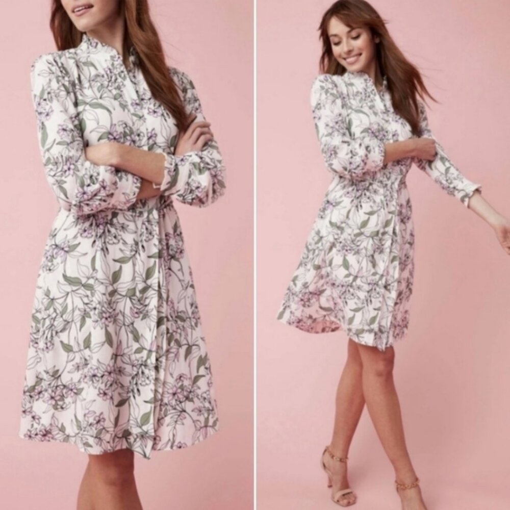 Untuck It dress 0 fit flare floral feminine pastel Spring modest